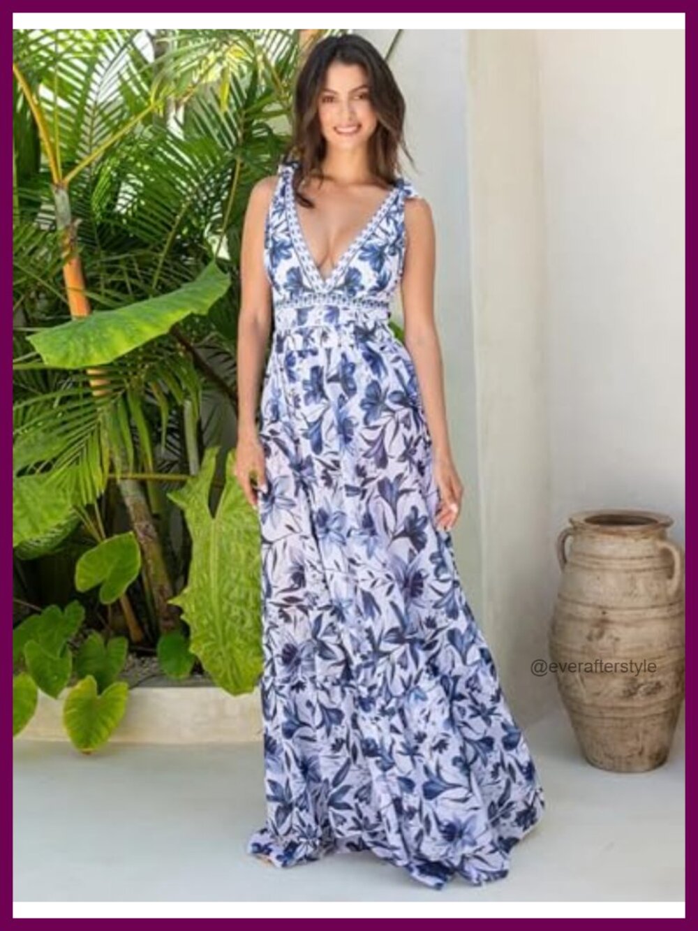 One Piece Swimsuit Lace Up V Neck with Sarong Skirt - Picture 3 of 6